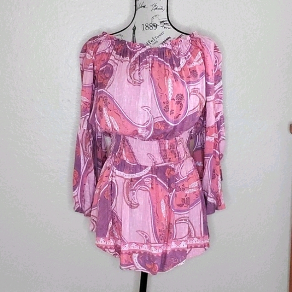 Paper Heart Boho Gypsy Peasant Top Off Shoulder - Picture 2 of 4